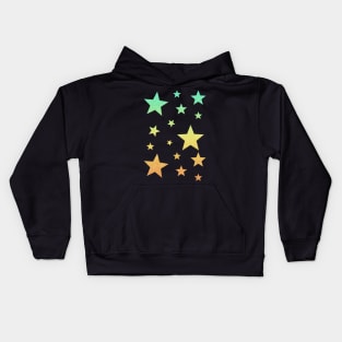 Teal Yellow Ombre Faux Glitter Stars Kids Hoodie